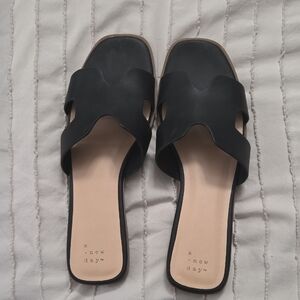A New Day Black Slide Sandals